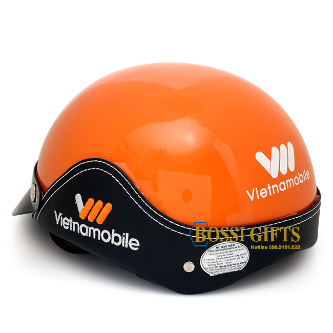Mũ bảo hiểm bọc da thêu logo_ VNmobile