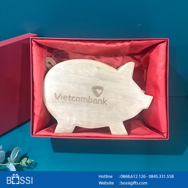 Heo gỗ tiết kiệm quà tặng logo Vietinbank